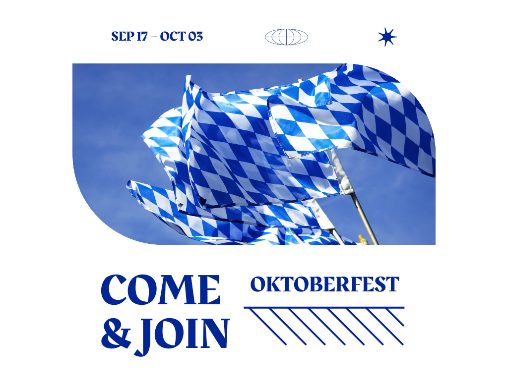 Oktoberfest Joyful Bavarian Celebration Notice Flyer 8.5x11in Horizontal Design Template