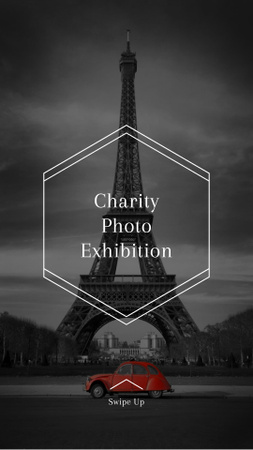 Modèle de visuel annonce d'événement caritatif avec tour eiffel - Instagram Story