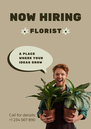 We Are Hiring Florist Poster Design Template