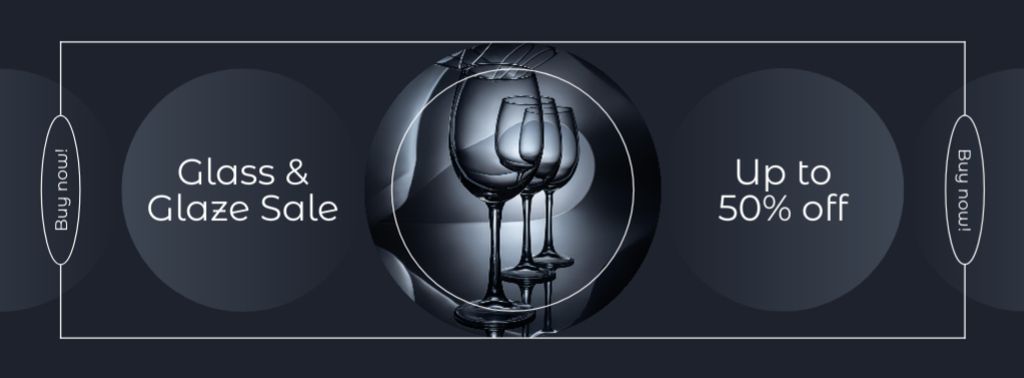 Set Of Fine Wineglasses At Half Price Offer Facebook cover Design Template