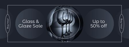 Modèle de visuel Ensemble de verres à vin fins à moitié prix - Facebook cover