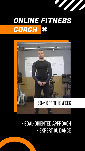 Ontwerpsjabloon van Instagram Video Story van Professional Fitness Coach Online Services With Discount