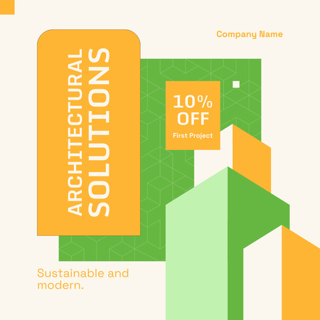 Ad of Architectural Solutions with Creative Illustration Instagram Design Template