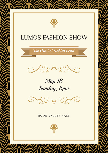 Szablon projektu Fashion Show Invitation with Art Deco Pattern Poster