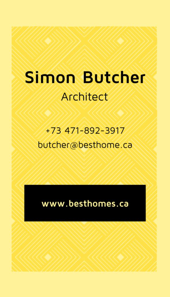 Modèle de visuel Contact Information of Architect - Business Card US Vertical