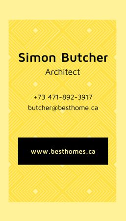 Contact Information of Architect Business Card US Vertical Design Template