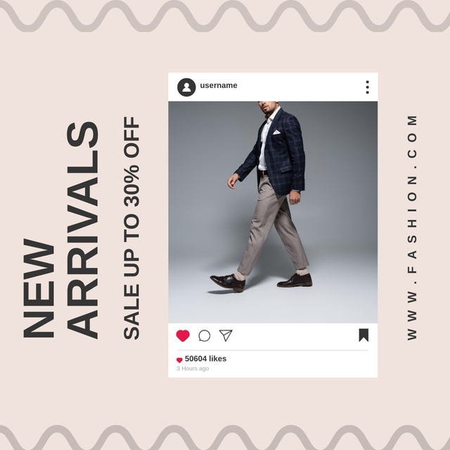 Male New Clothing Sale Ad Instagram Πρότυπο σχεδίασης