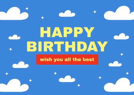 Ontwerpsjabloon van Card van Verjaardagsgroeten en -wensen op blauw