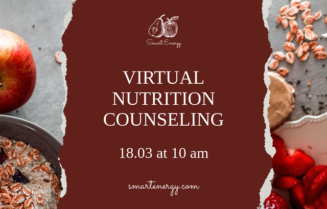 Virtual Nutrition Counseling Offer With Apple Invitation 4.6x7.2in Horizontal tervezősablon