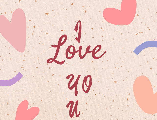 Plantilla de diseño de I Love You Quote With Illustrated Hearts Postcard 4.2x5.5in 