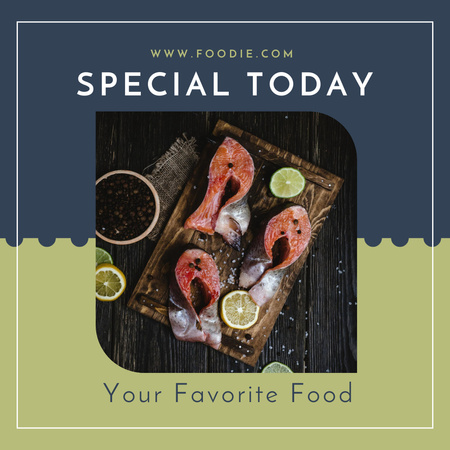 chutné jídlo s lososem a limetkou Instagram Šablona návrhu