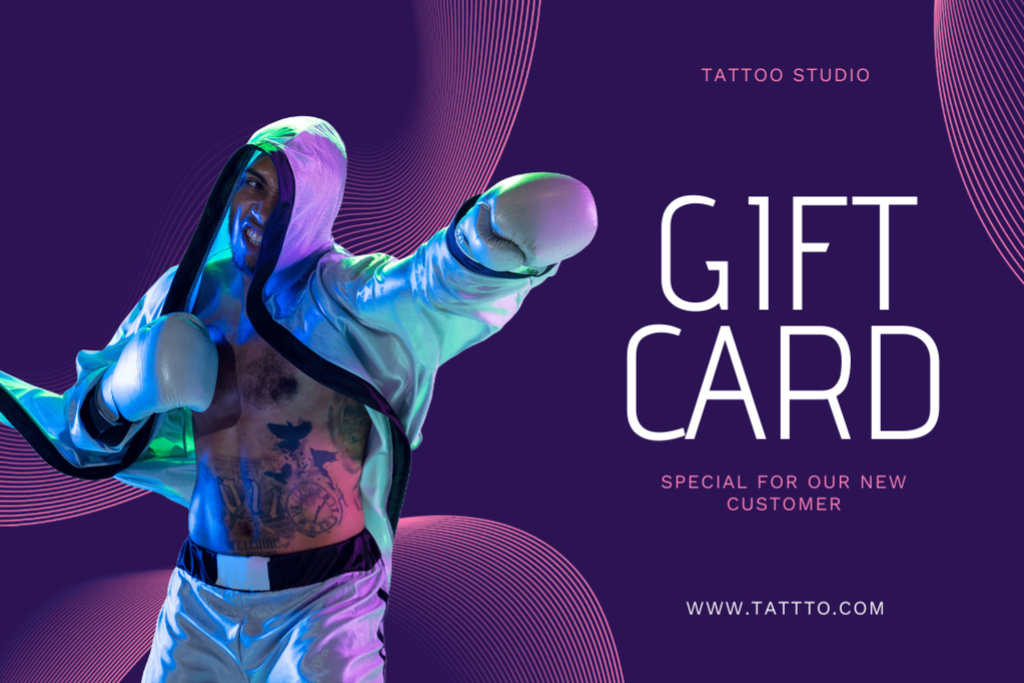 Plantilla de diseño de Trendy Tattoo Studio Offer For Customers Gift Certificate 