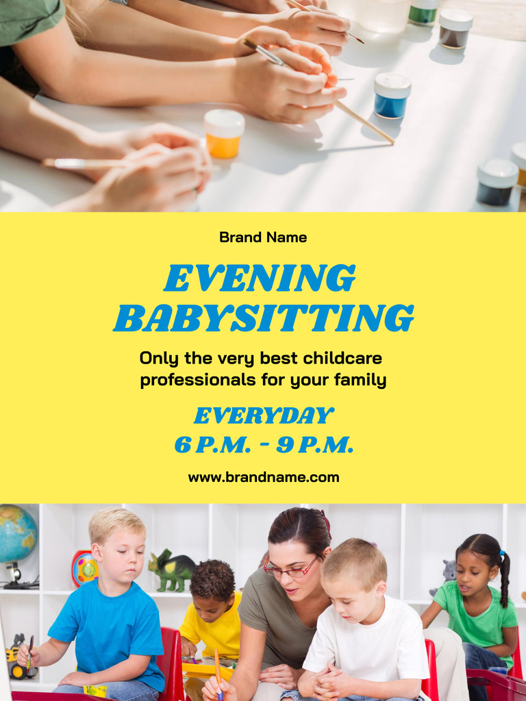 Evening Babysitting Services Offer Poster US Πρότυπο σχεδίασης