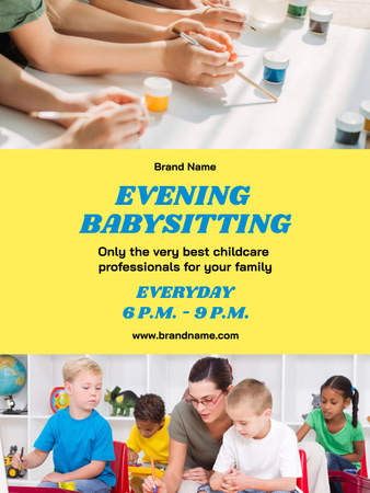 Evening Babysitting Services Offer Poster US Design Template