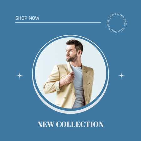 Men's Fashion Collection Blue Minimal Instagram Design Template