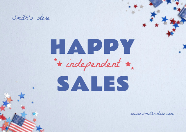 Ontwerpsjabloon van Postcard van Happy Independence Day Sales