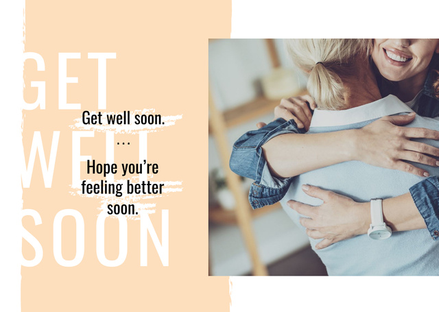 Recovery Wishing with Two women hugging Postcard Design Template