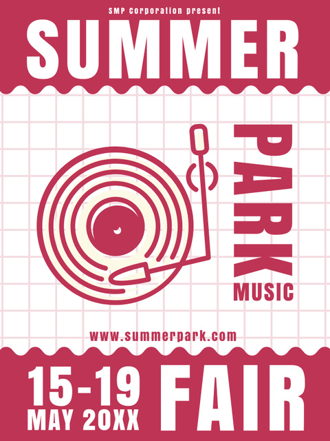 Summer Party and Fair Announcement Poster USデザインテンプレート