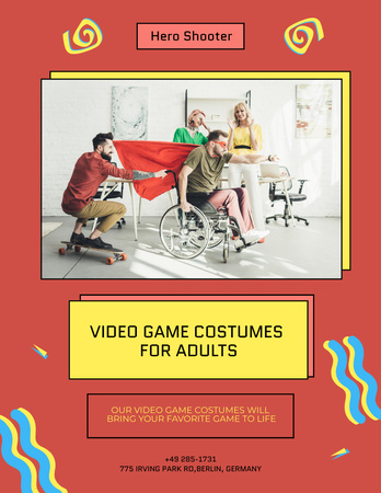 Video Game Lovers in Costumes Poster 8.5x11in Design Template