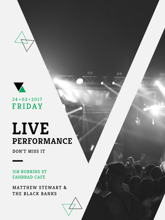 Live Performance Announcement with Crowd at Concert Poster US Design Template