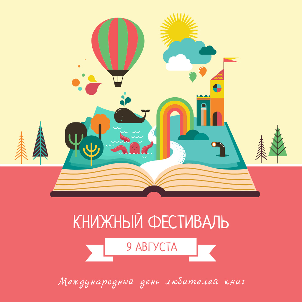 Book with fairy tale illustration Instagram AD Design Template