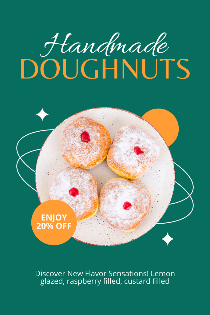 Offer of Handmade Doughnuts on Plate Pinterest tervezősablon