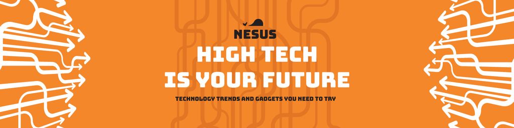 Technology trends Ad on Orange Twitter Design Template