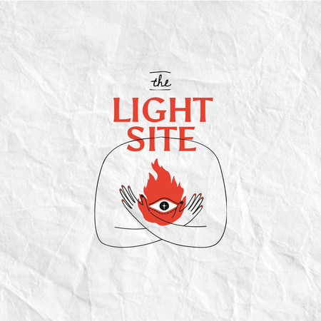 Emblem with Burning Fire in Hands Logo 1080x1080px Design Template