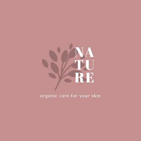 Skincare Ad with Plant Leaves in Pink Animated Logo Tasarım Şablonu