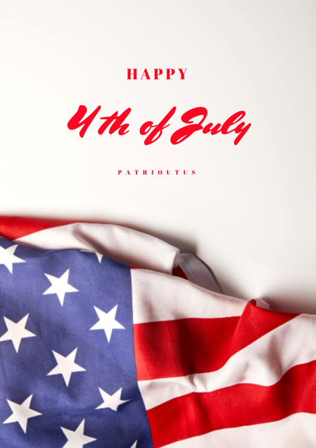 USA Independence Day Greeting with Flag Postcard A5 Vertical Design Template