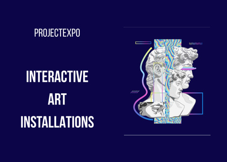 Plantilla de diseño de Instalaciones de arte interactivo con estatua antigua surrealista Flyer 5x7in Horizontal 