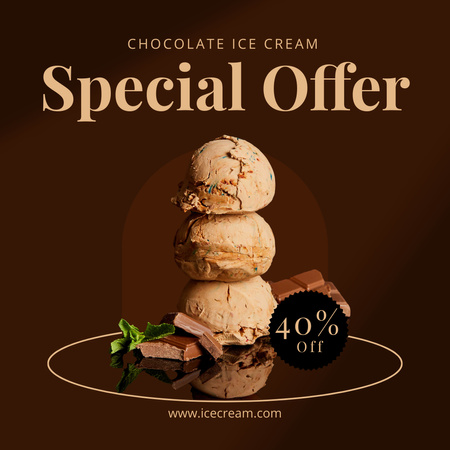 Best Deal Discount on Chocolate Ice Cream Instagram Design Template