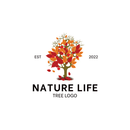 Emblem with Natural Tree Logo Design Template