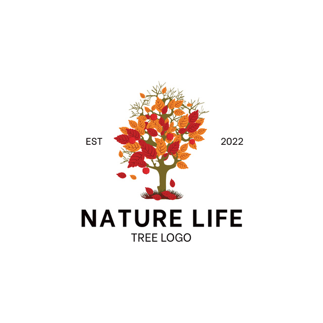 Emblem with Natural Tree Logo Tasarım Şablonu