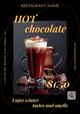 Designvorlage Winter Offer of Sweet Hot Chocolate für Poster