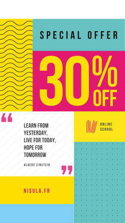 Education Quote on Simple Geometric Background Instagram Story Design Template