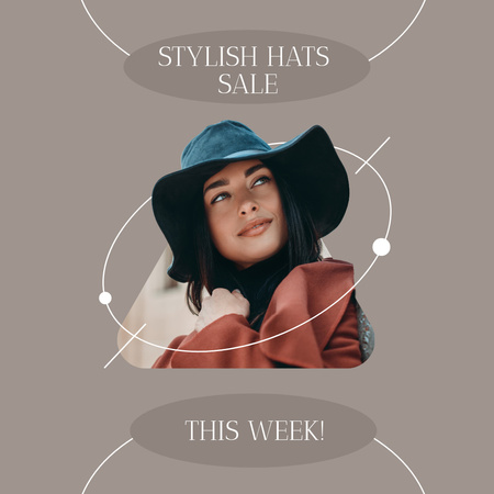 Stylish Hats Sale Announcement Instagram Design Template
