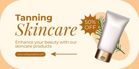 Skin Care Cream During Suntanning at Discount Twitter Design Template