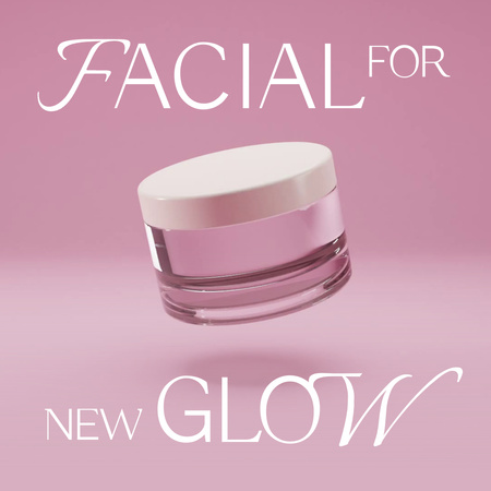 Skincare Ad with Facial Cream Animated Post Modelo de Design