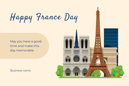 Plantilla de diseño de el día nacional de francia Postcard 4x6in 