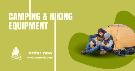 Camping and Hiking Equipment Sale Facebook AD Modelo de Design