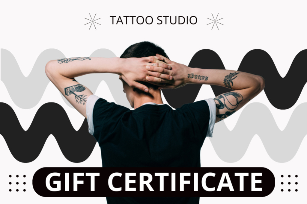 Platilla de diseño High Standard Tattoo Studio Service With Discount Offer Gift Certificate