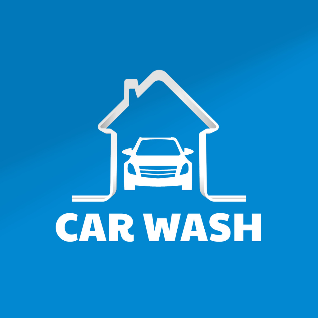 Emblem with Auto on Car Wash Logo 1080x1080px Design Template