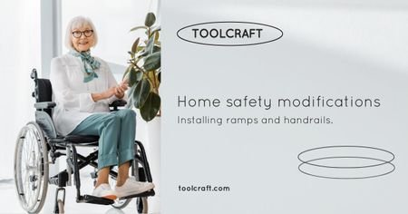 Cuidado personalizado para adultos idosos com idosa em cadeira de rodas Facebook AD Modelo de Design