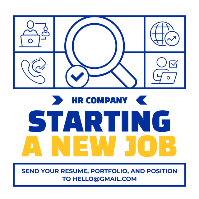 Get New Job with Us LinkedIn post Πρότυπο σχεδίασης