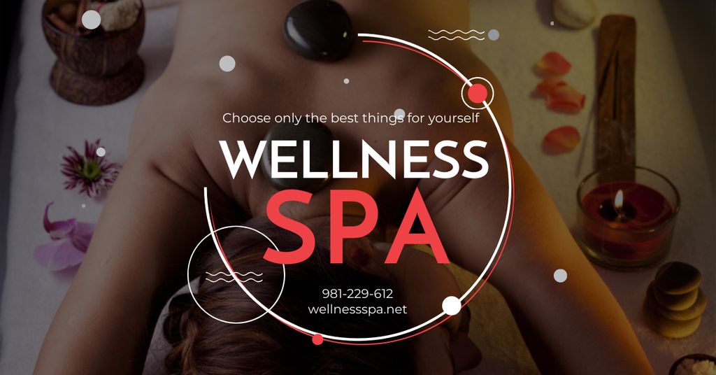 Wellness spa Ad with relaxing Woman Facebook AD Modelo de Design