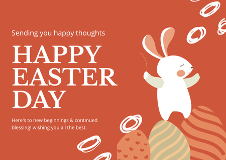 Easter Day Deal with Easter Eggs and Cute Rabbit Card Design Template