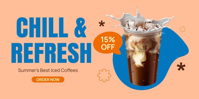 Chilling Iced Coffee With Discounts For Summer Twitter Design Template