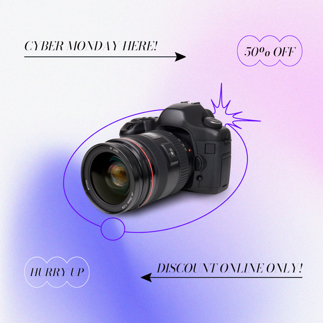 Photo Cameras Sale on Cyber Monday Instagram Šablona návrhu