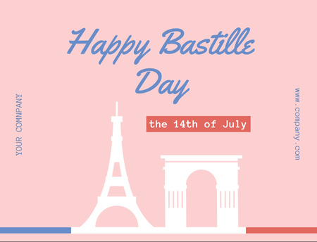 Bastille Day Greetings Postcard 4.2x5.5in tervezősablon